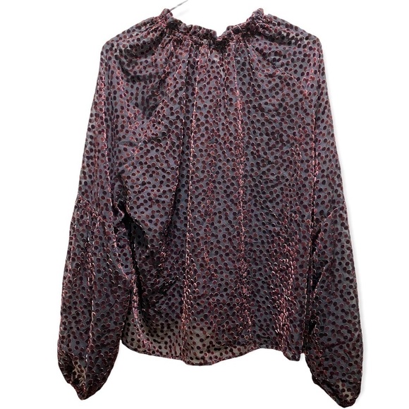 NWOT Addition Elle Balloon-Sleeve Burnout Velvet Blouse color Winetasting size X - Picture 5 of 9